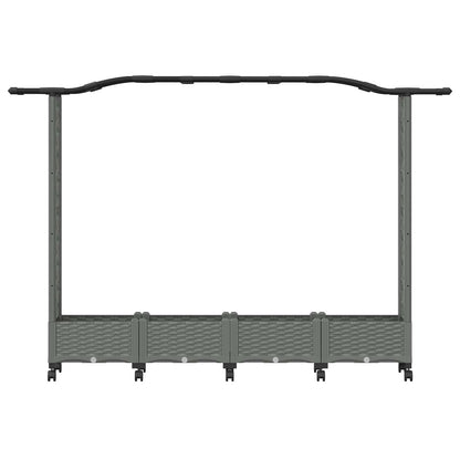 Verhoogd Bed met Trellis en Dak Lichtgrijs 207 x 40 x 129 cm PP
