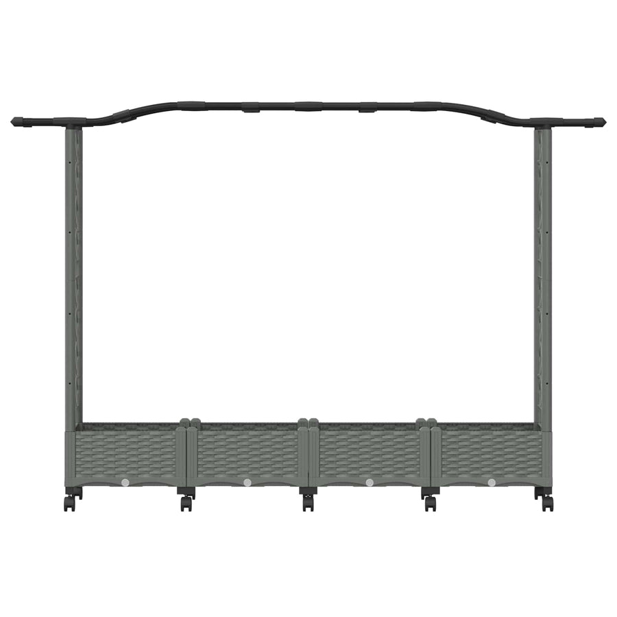 Verhoogd Bed met Trellis en Dak Lichtgrijs 207 x 40 x 129 cm PP