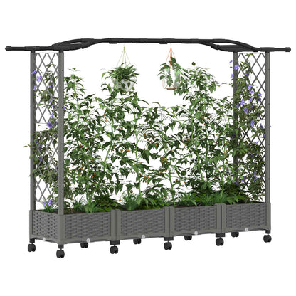 Verhoogd Bed met Trellis en Dak Lichtgrijs 207 x 40 x 129 cm PP