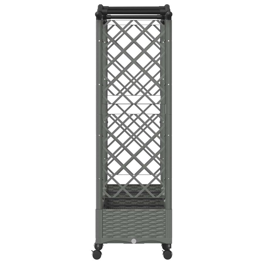 Verhoogd Bed met Trellis en Dak Lichtgrijs 207 x 40 x 129 cm PP