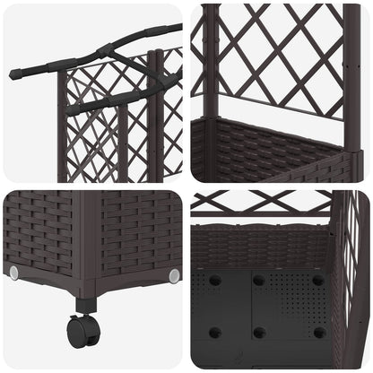 Verhoogd Bed met Trellis en Dak Bruin 203,5 x 40 x 129 cm PP