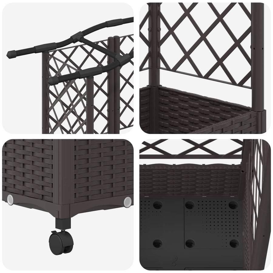 Verhoogd Bed met Trellis en Dak Bruin 203,5 x 40 x 129 cm PP