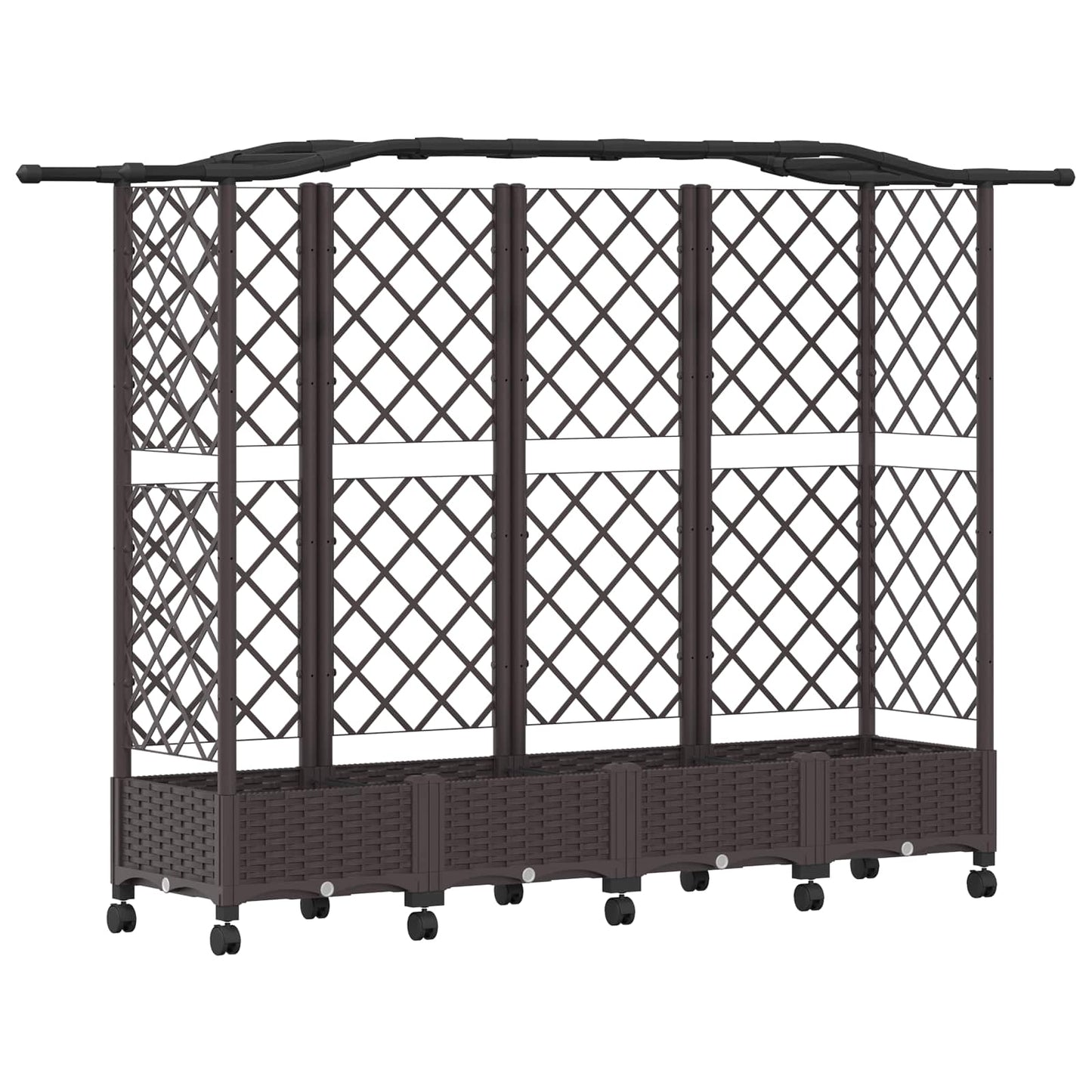 Verhoogd Bed met Trellis en Dak Bruin 203,5 x 40 x 129 cm PP