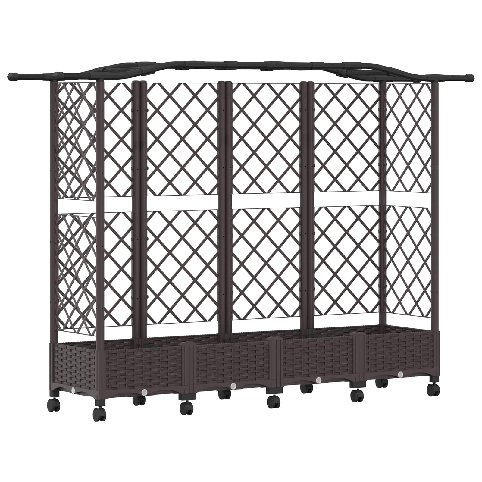 Verhoogd Bed met Trellis en Dak Bruin 203,5 x 40 x 129 cm PP
