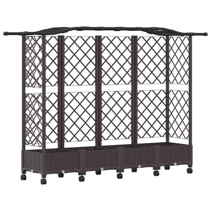Verhoogd Bed met Trellis en Dak Bruin 203,5 x 40 x 129 cm PP
