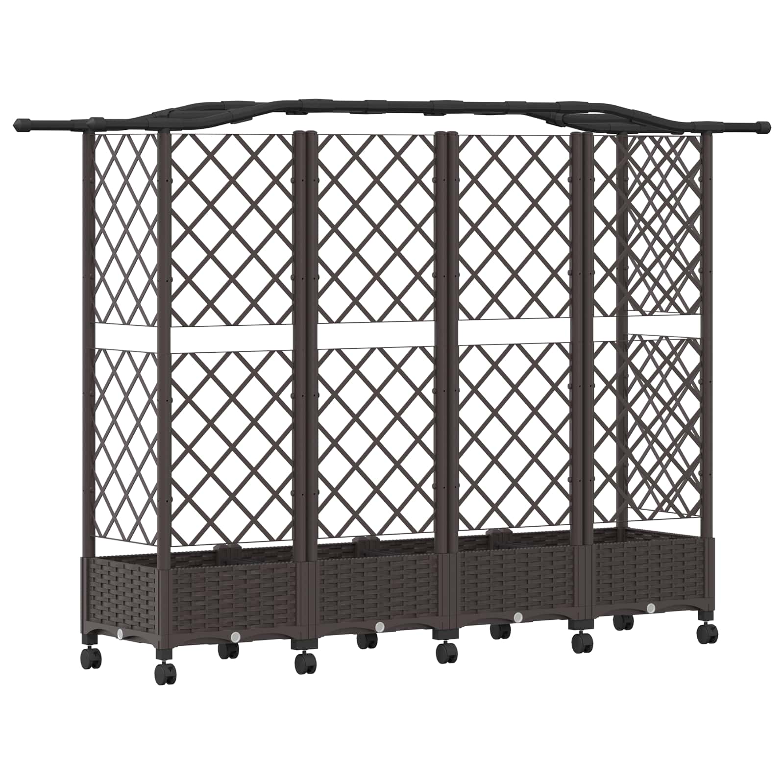 Verhoogd Bed met Trellis en Dak Bruin 203,5 x 40 x 129 cm PP