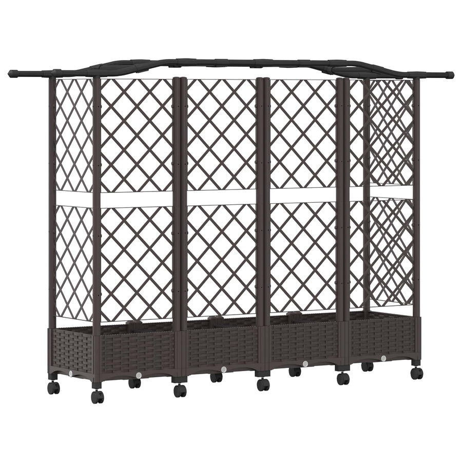 Verhoogd Bed met Trellis en Dak Bruin 203,5 x 40 x 129 cm PP