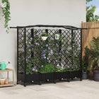 Verhoogd tuinbed met dak 203,5x40x129 cm zwart polypropyleen