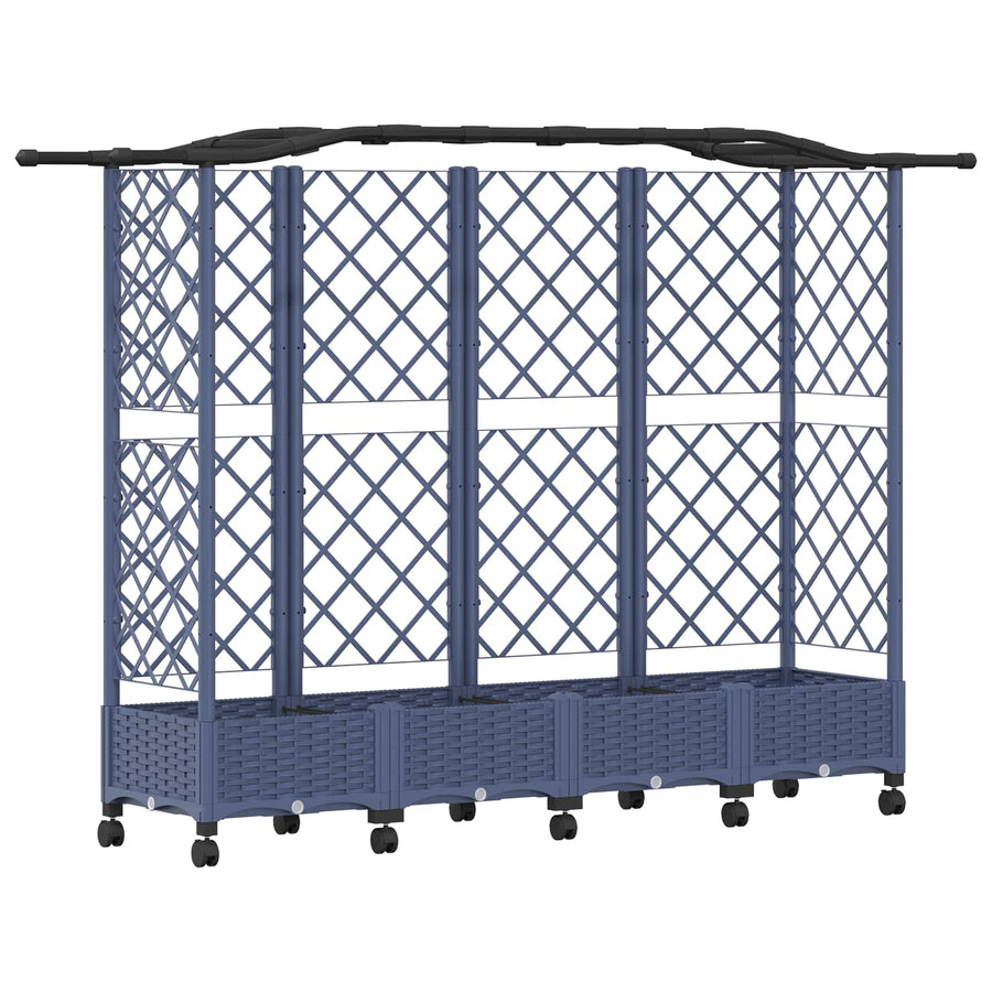 Verhoogd Bed met Trellis en Dak Grijs 203,5 x 40 x 129 cm PP