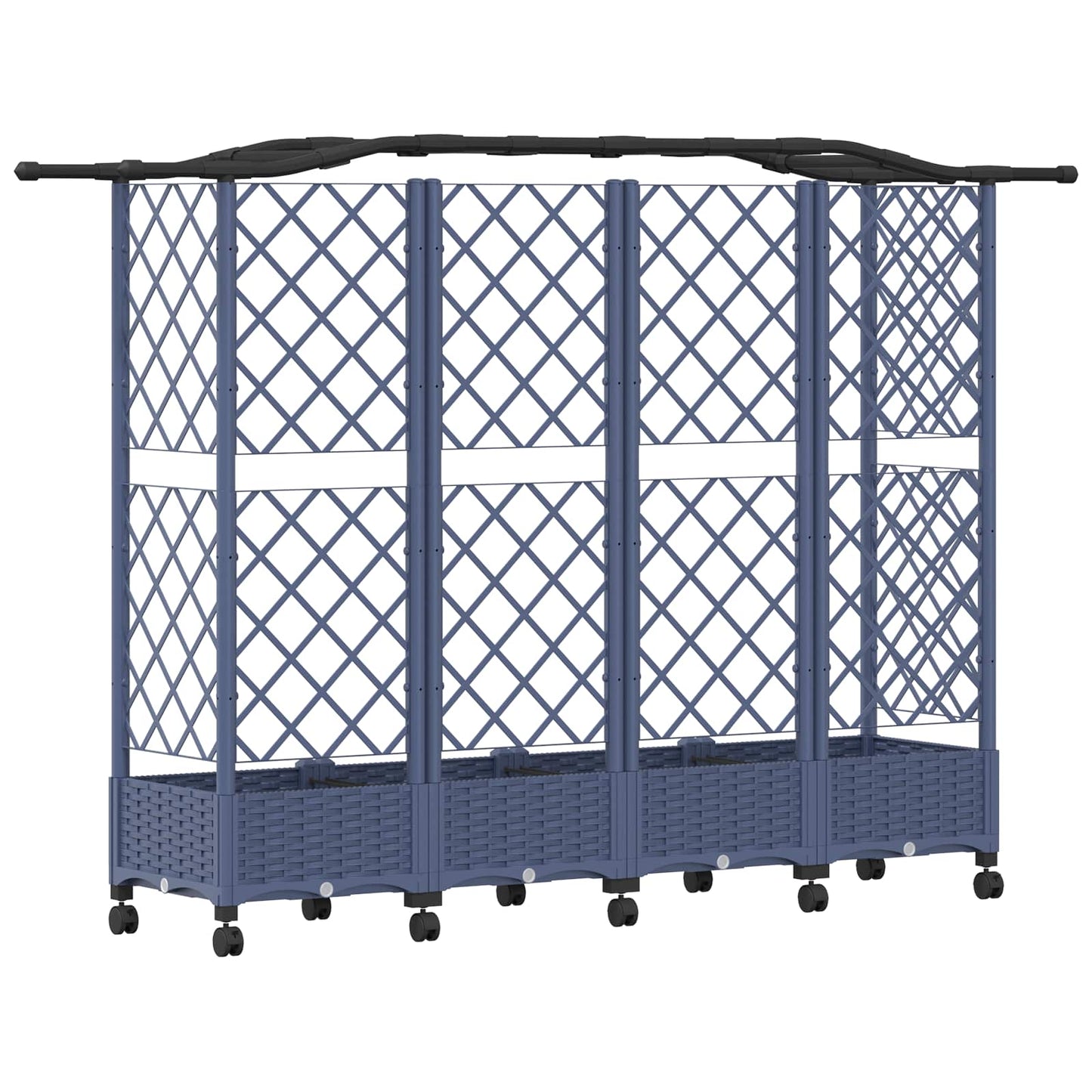 Verhoogd Bed met Trellis en Dak Grijs 203,5 x 40 x 129 cm PP