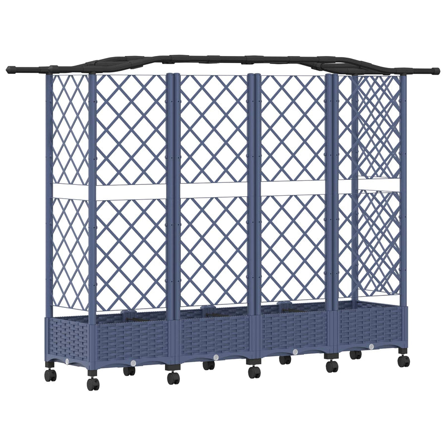 Verhoogd Bed met Trellis en Dak Grijs 203,5 x 40 x 129 cm PP