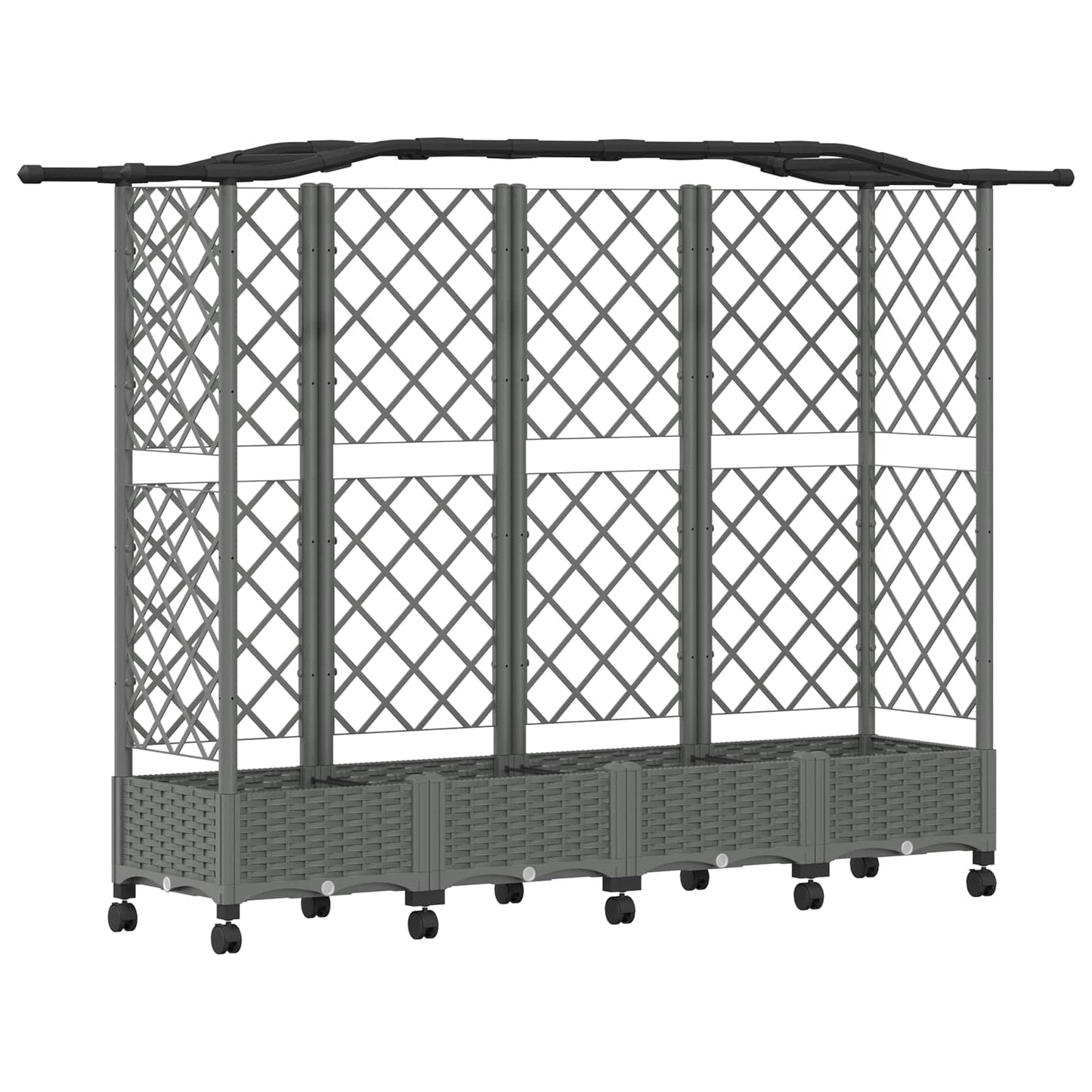 Verhoogd Bed met Trellis en Dak Lichtgrijs 203,5 x 40 x 129 cm