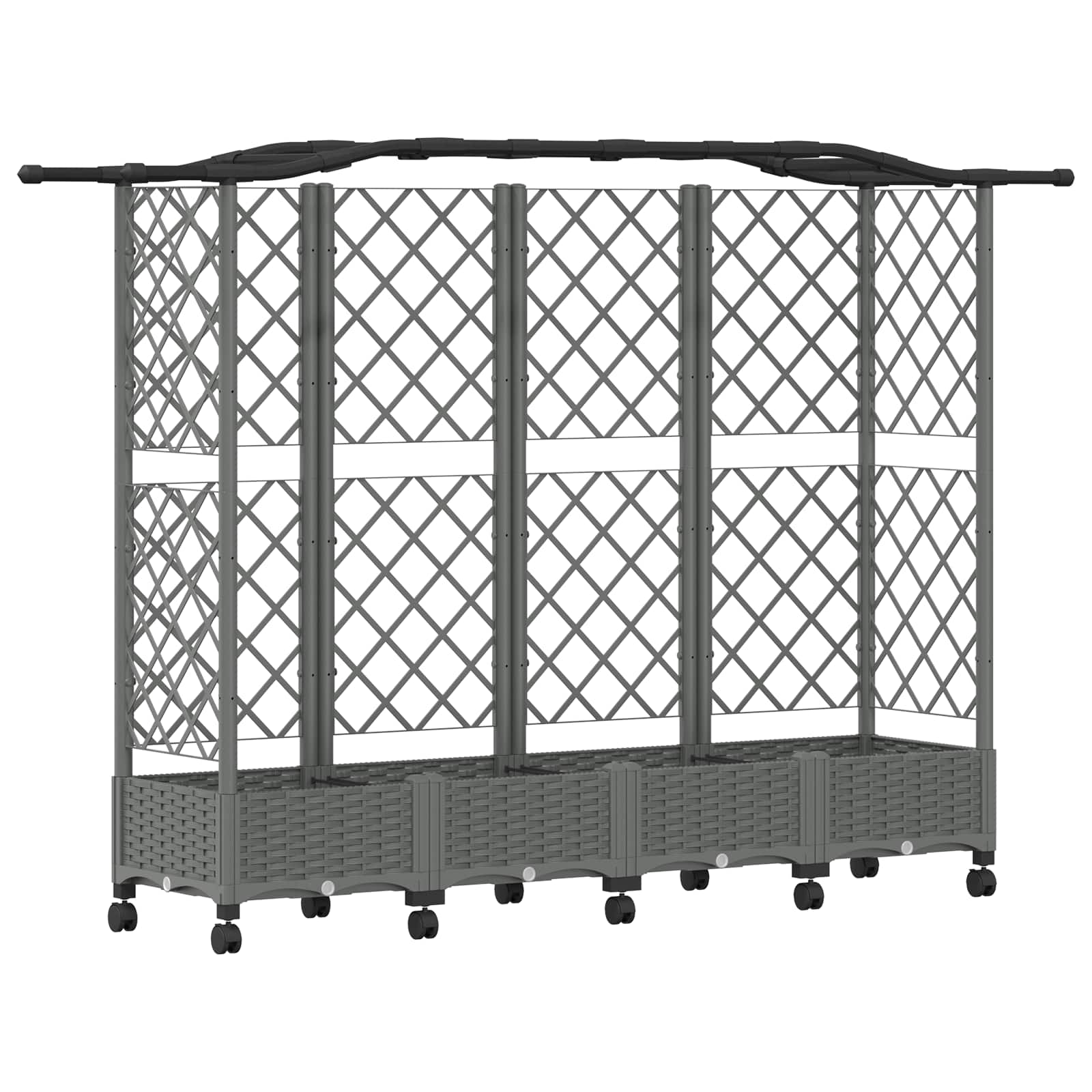 Verhoogd Bed met Trellis en Dak Lichtgrijs 203,5 x 40 x 129 cm