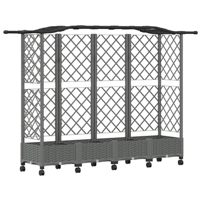 Verhoogd Bed met Trellis en Dak Lichtgrijs 203,5 x 40 x 129 cm