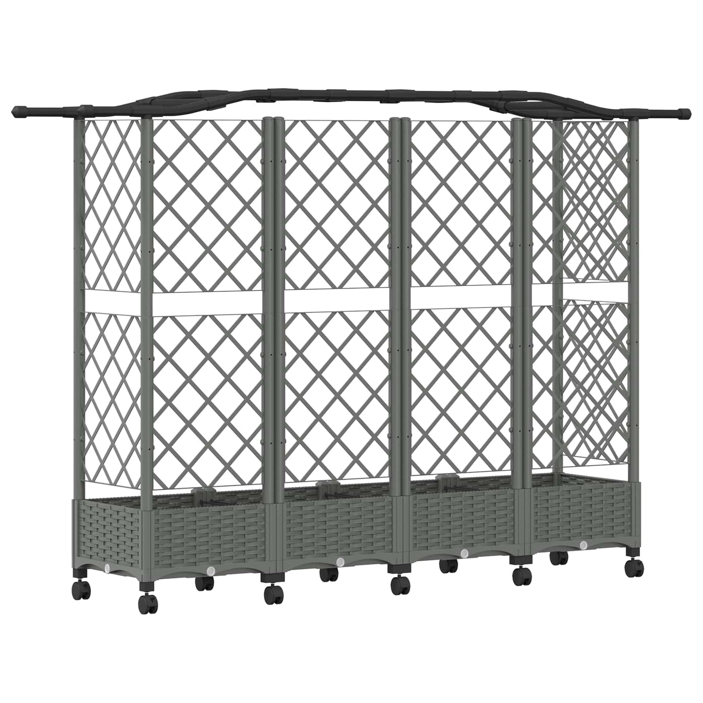 Verhoogd Bed met Trellis en Dak Lichtgrijs 203,5 x 40 x 129 cm