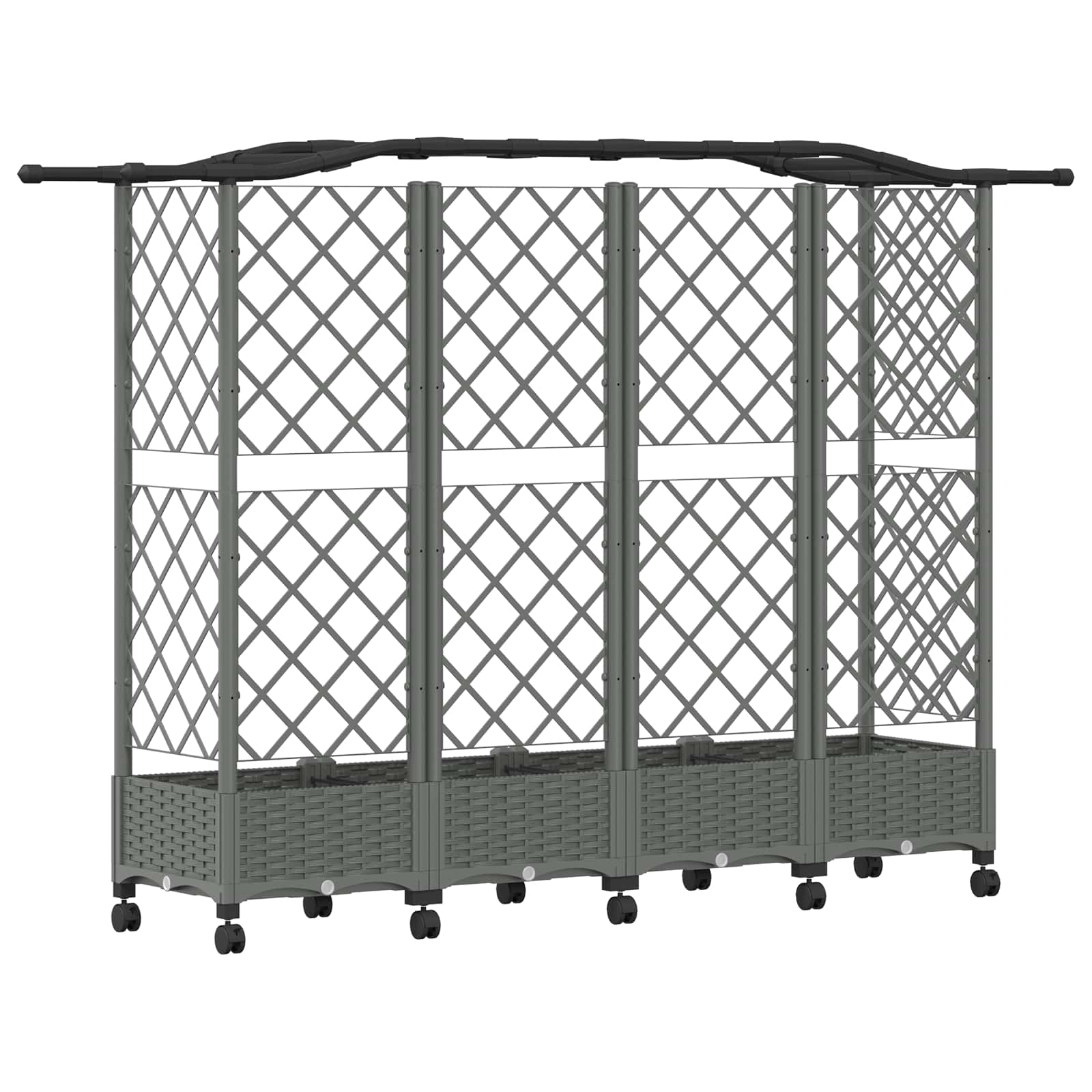 Verhoogd Bed met Trellis en Dak Lichtgrijs 203,5 x 40 x 129 cm