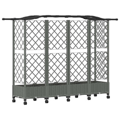 Verhoogd Bed met Trellis en Dak Lichtgrijs 203,5 x 40 x 129 cm