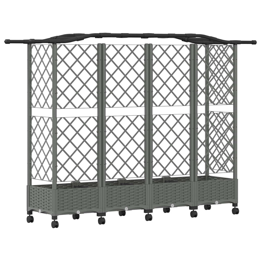 Verhoogd Bed met Trellis en Dak Lichtgrijs 203,5 x 40 x 129 cm