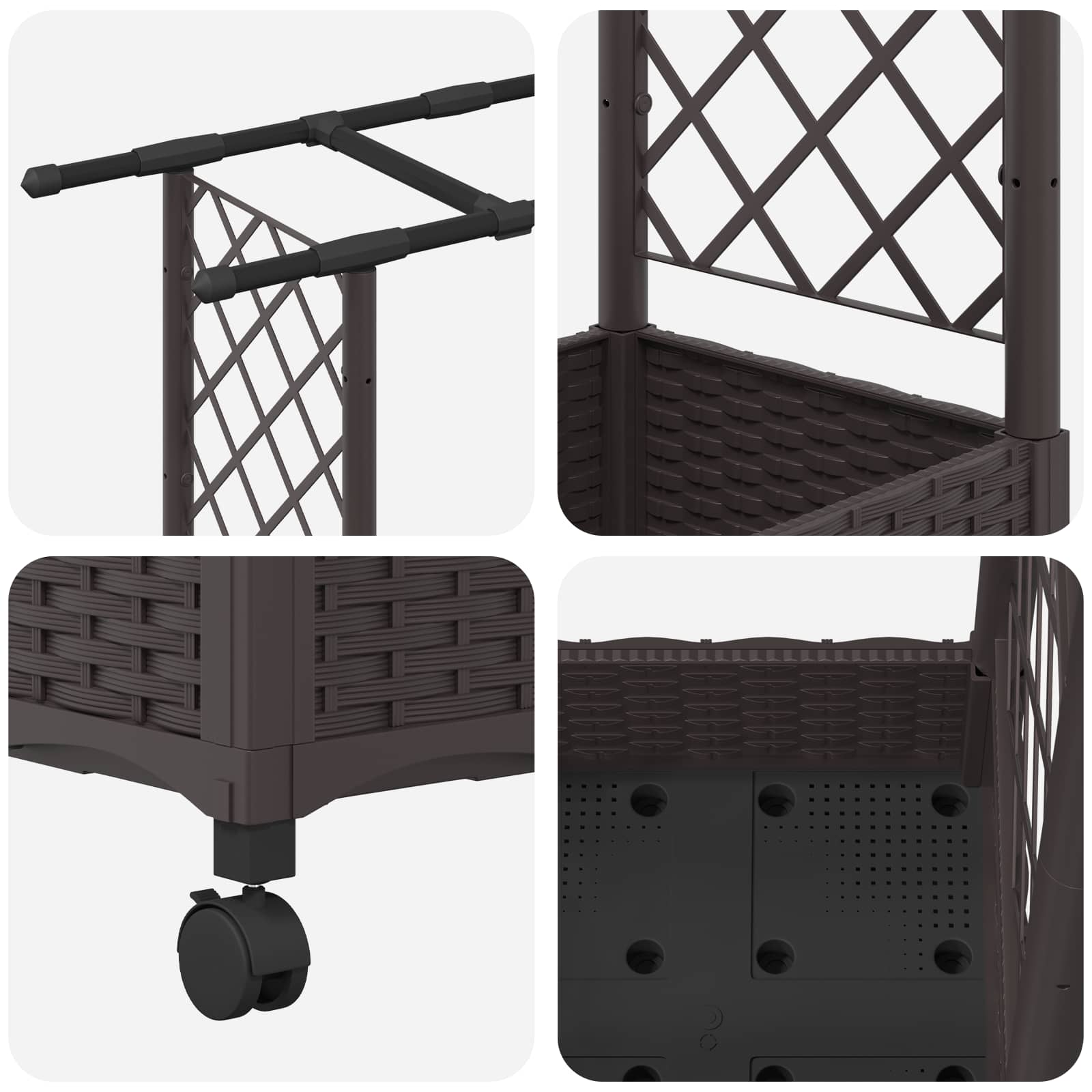 Verhoogd Bed met Trellis en Dak Bruin 203 x 40 x 127 cm PP