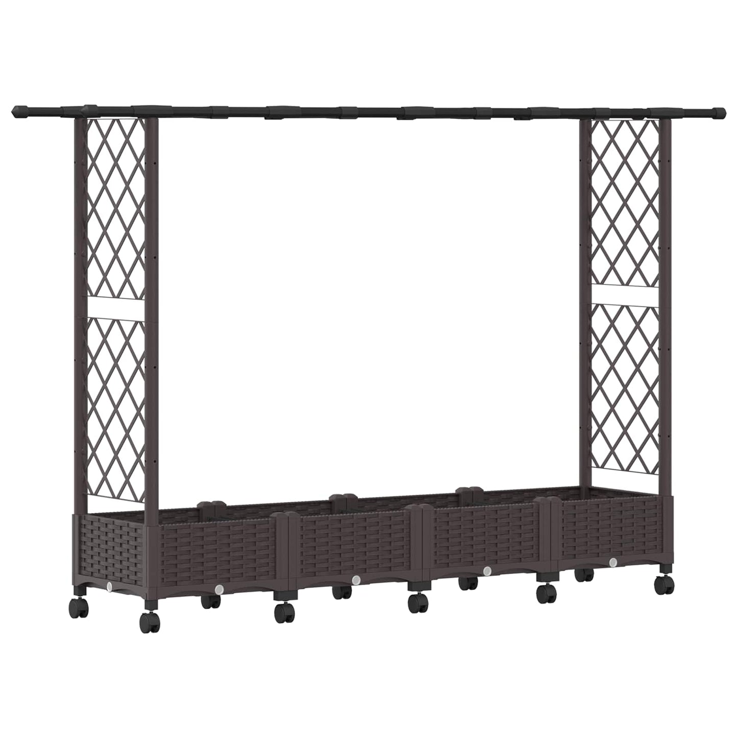 Verhoogd Bed met Trellis en Dak Bruin 203 x 40 x 127 cm PP