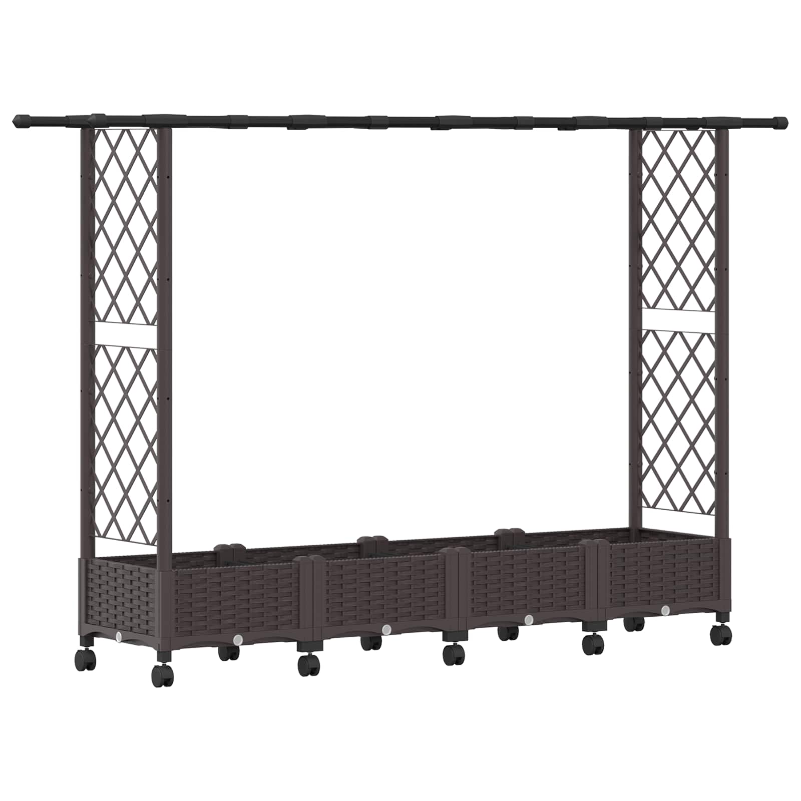 Verhoogd Bed met Trellis en Dak Bruin 203 x 40 x 127 cm PP