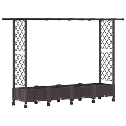Verhoogd Bed met Trellis en Dak Bruin 203 x 40 x 127 cm PP