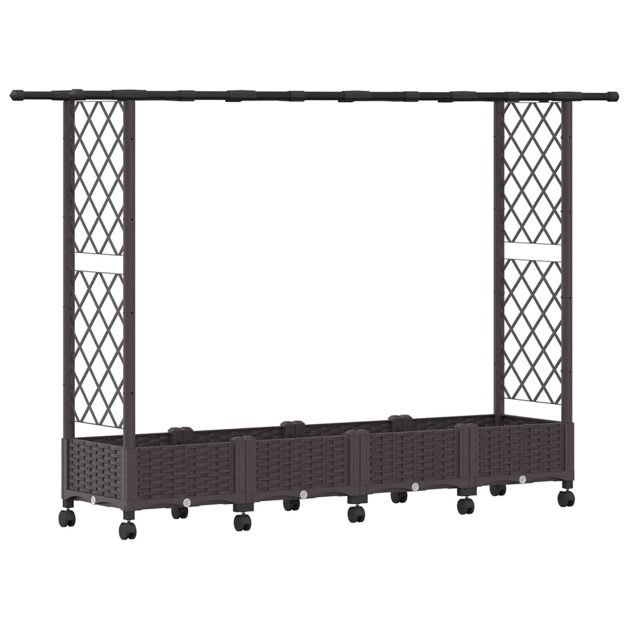 Verhoogd Bed met Trellis en Dak Bruin 203 x 40 x 127 cm PP