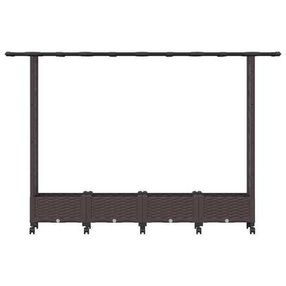 Verhoogd Bed met Trellis en Dak Bruin 203 x 40 x 127 cm PP