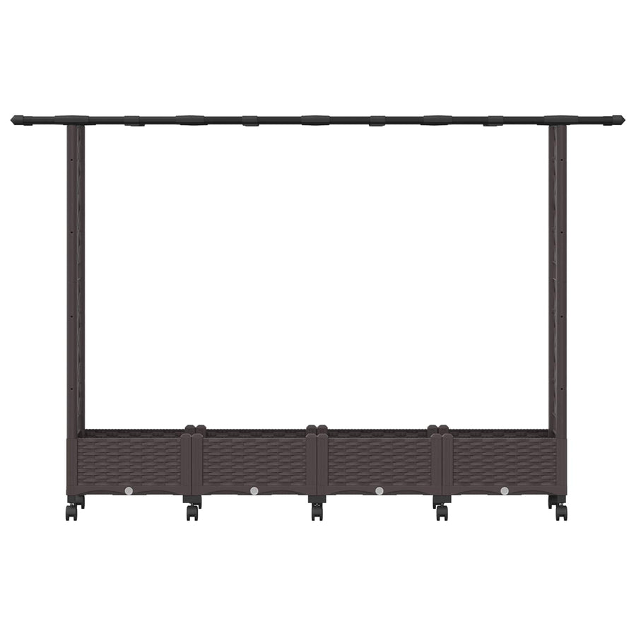 Verhoogd Bed met Trellis en Dak Bruin 203 x 40 x 127 cm PP