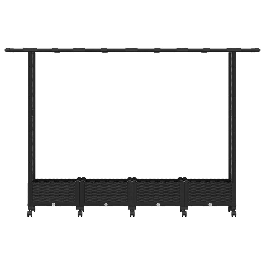 Verhoogd Bed met Trellis en Dak Zwart 203 x 40 x 127 cm PP