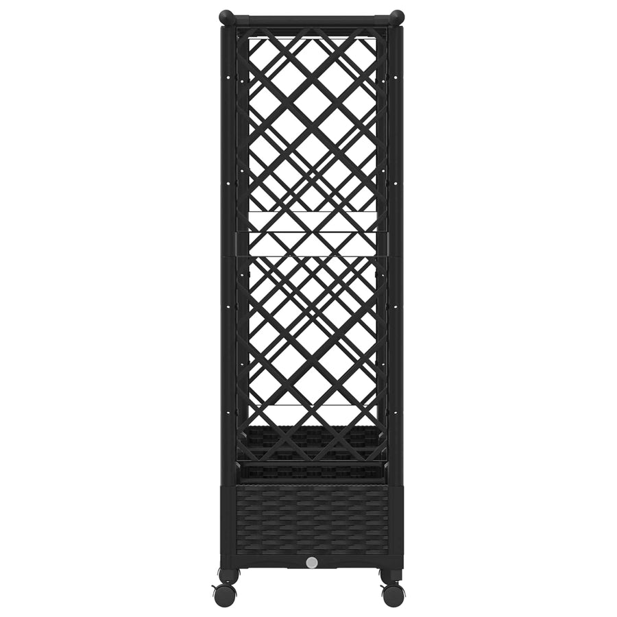Verhoogd Bed met Trellis en Dak Zwart 203 x 40 x 127 cm PP