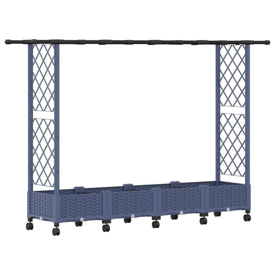 Verhoogd Bed met Trellis en Dak Grijs 203 x 40 x 127 cm PP