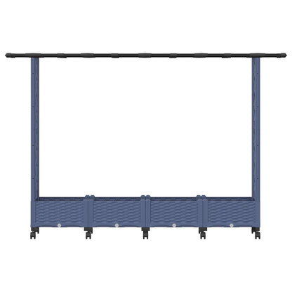 Verhoogd Bed met Trellis en Dak Grijs 203 x 40 x 127 cm PP