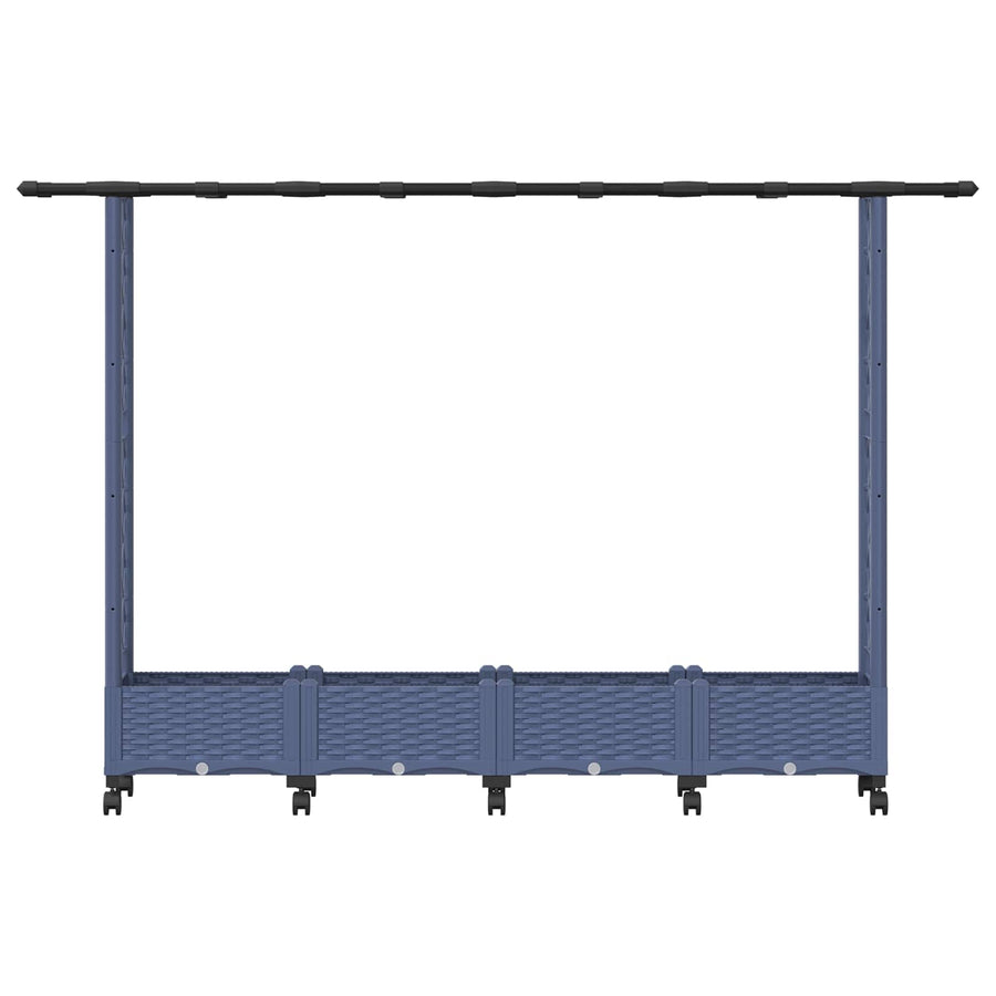 Verhoogd Bed met Trellis en Dak Grijs 203 x 40 x 127 cm PP