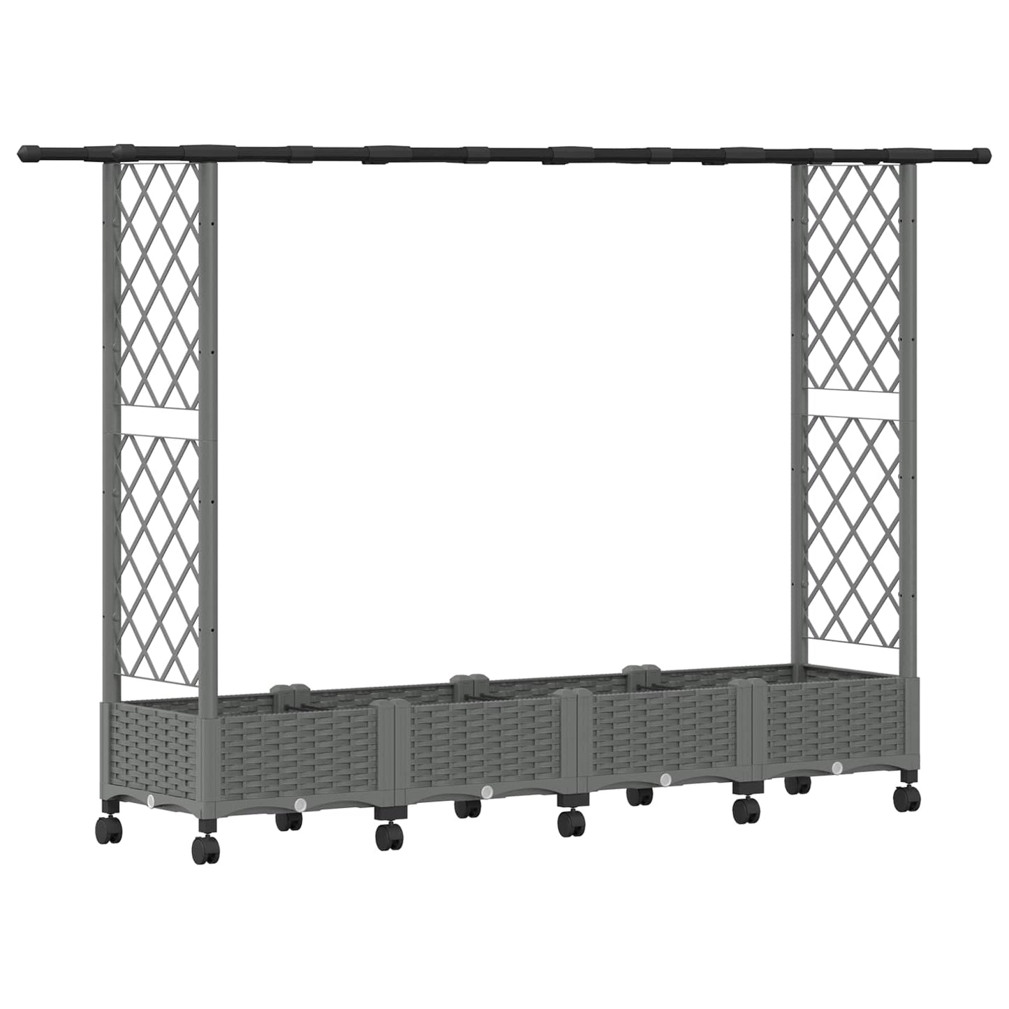 Verhoogd Bed met Trellis en Dak Lichtgrijs 203 x 40 x 127 cm PP