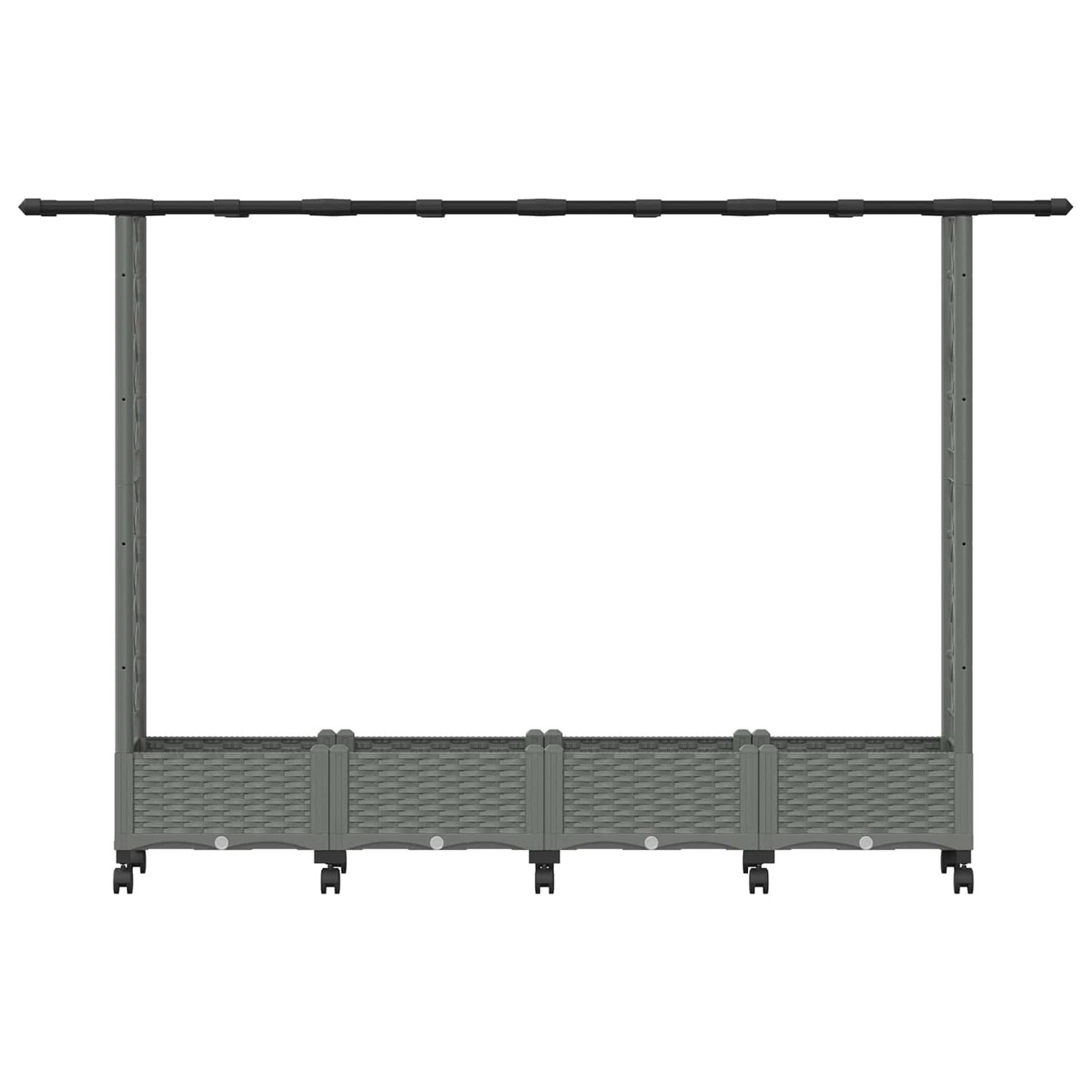 Verhoogd Bed met Trellis en Dak Lichtgrijs 203 x 40 x 127 cm PP