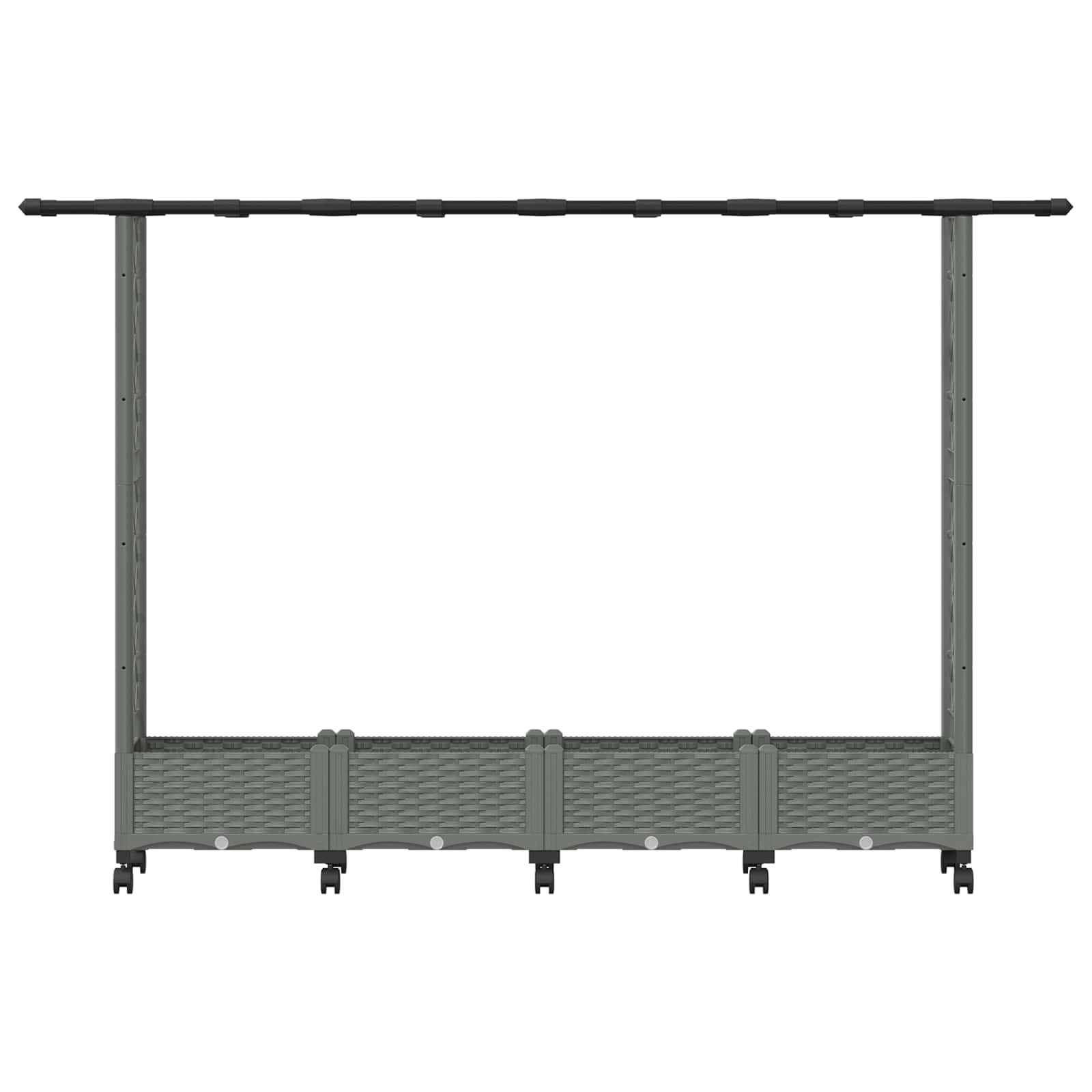 Verhoogd Bed met Trellis en Dak Lichtgrijs 203 x 40 x 127 cm PP
