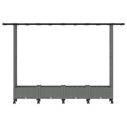 Verhoogd Bed met Trellis en Dak Lichtgrijs 203 x 40 x 127 cm PP