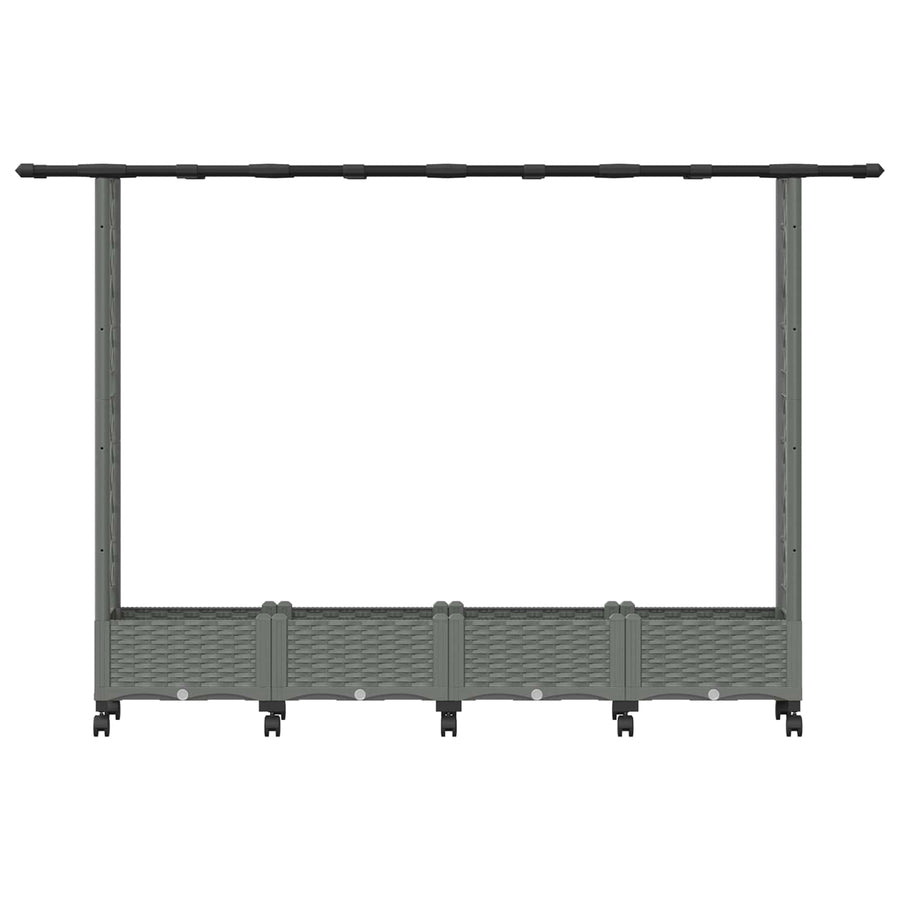 Verhoogd Bed met Trellis en Dak Lichtgrijs 203 x 40 x 127 cm PP