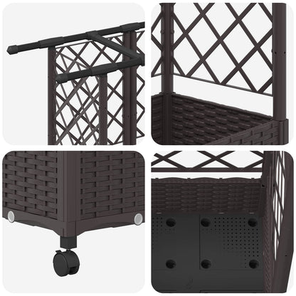 Verhoogd Bed met Trellis en Dak Bruin 202,5 x 40 x 127 cm PP