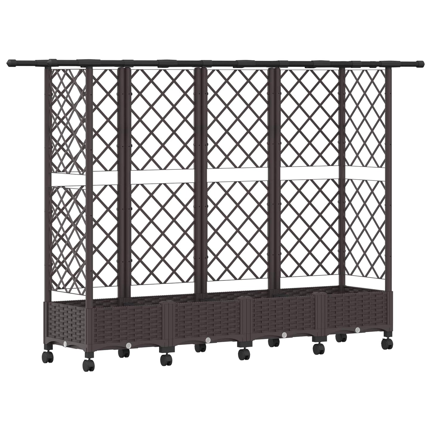 Verhoogd Bed met Trellis en Dak Bruin 202,5 x 40 x 127 cm PP