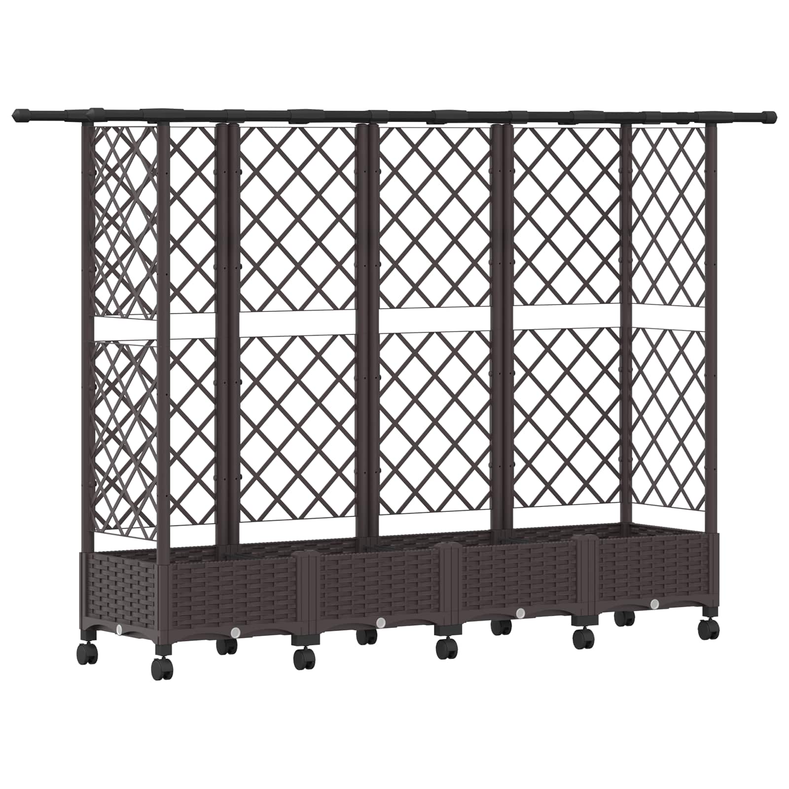 Verhoogd Bed met Trellis en Dak Bruin 202,5 x 40 x 127 cm PP