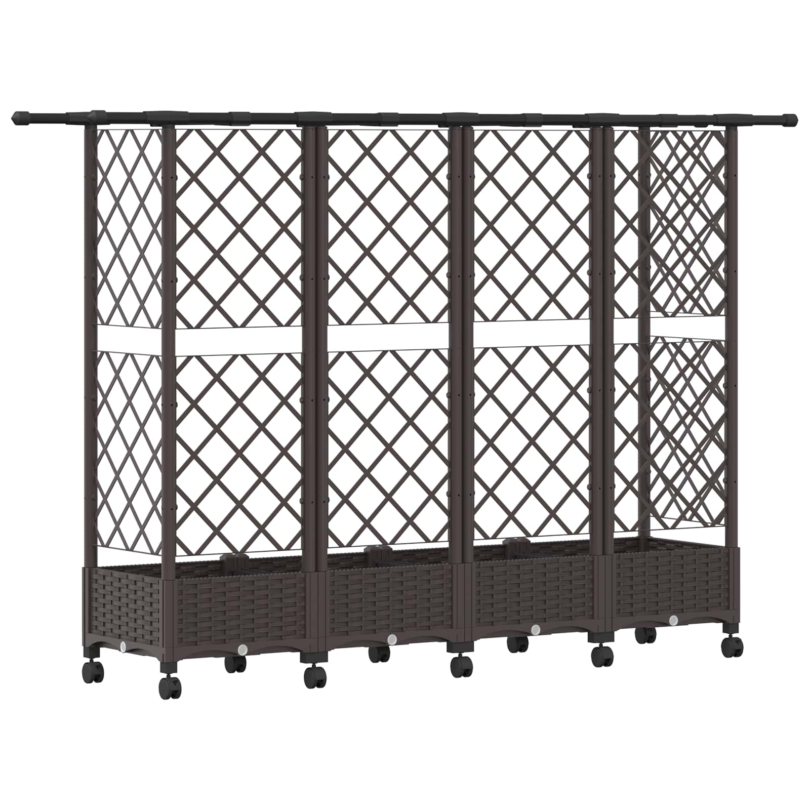 Verhoogd Bed met Trellis en Dak Bruin 202,5 x 40 x 127 cm PP