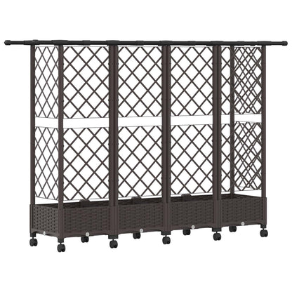 Verhoogd Bed met Trellis en Dak Bruin 202,5 x 40 x 127 cm PP