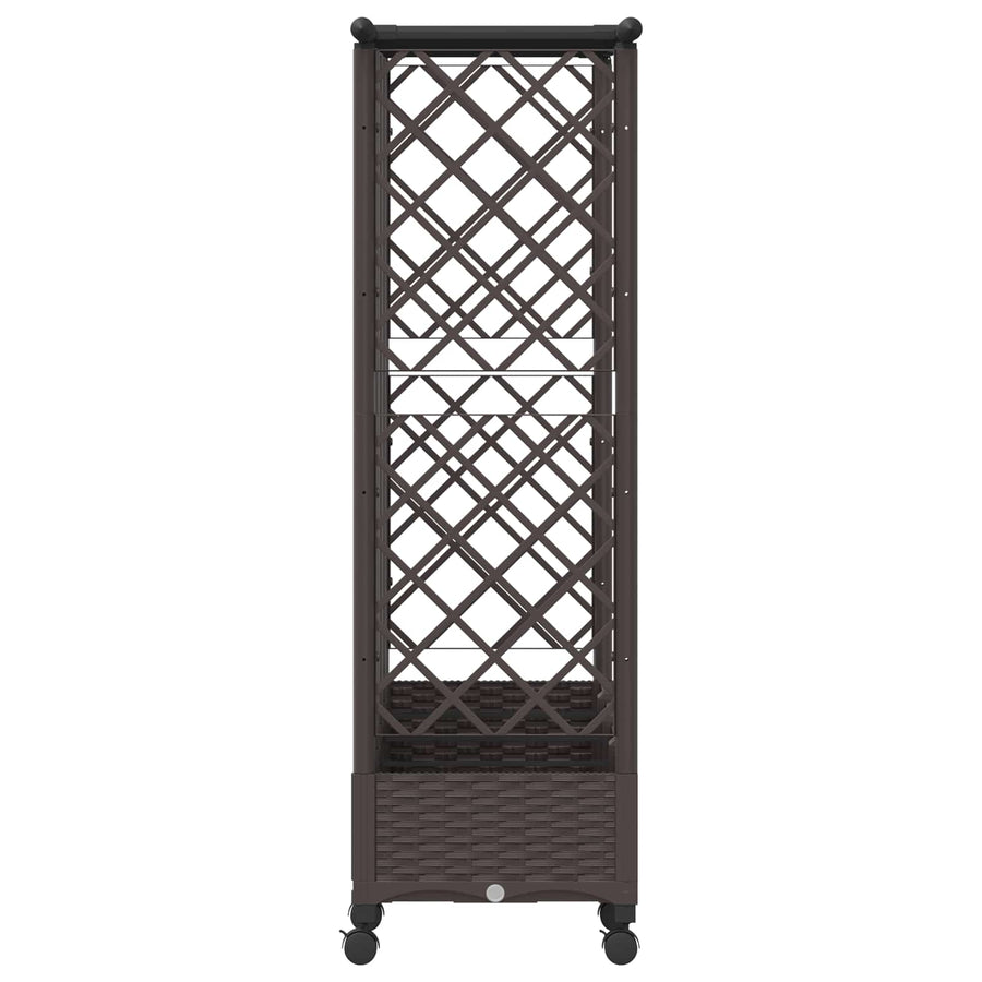 Verhoogd Bed met Trellis en Dak Bruin 202,5 x 40 x 127 cm PP