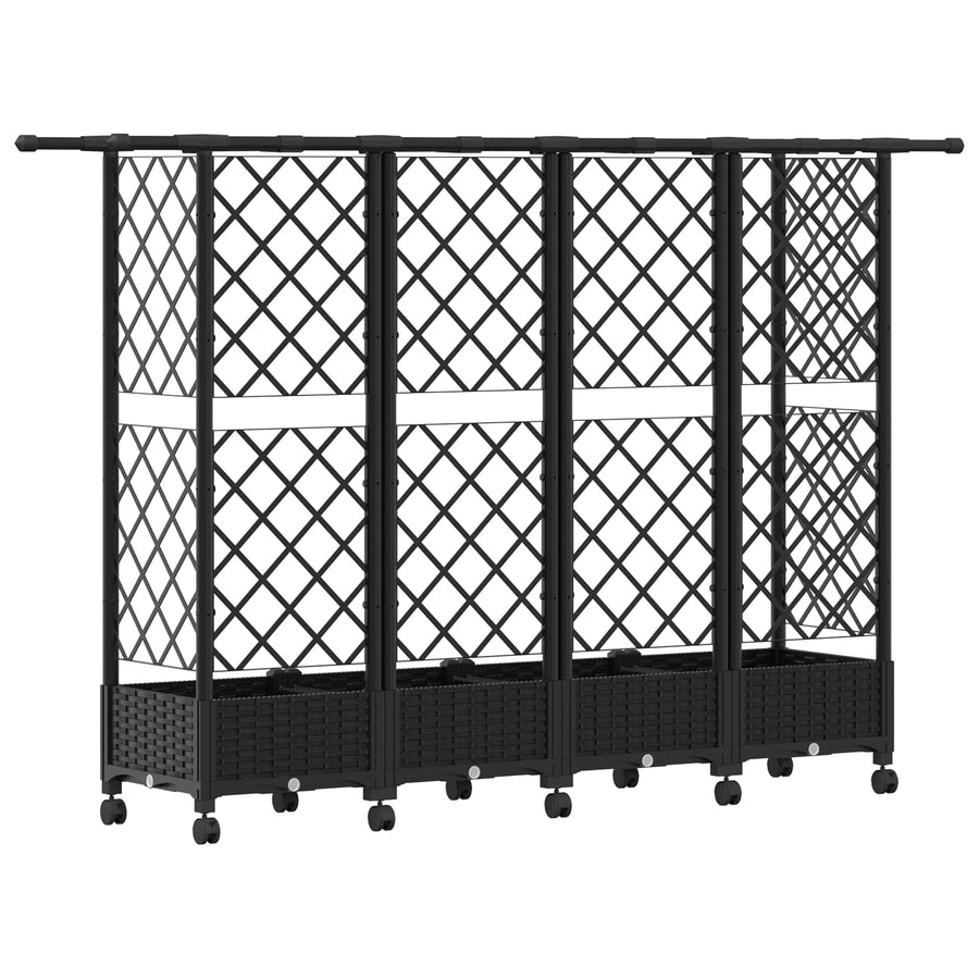 Verhoogd Bed met Trellis en Dak Zwart 202,5 x 40 x 127 cm PP