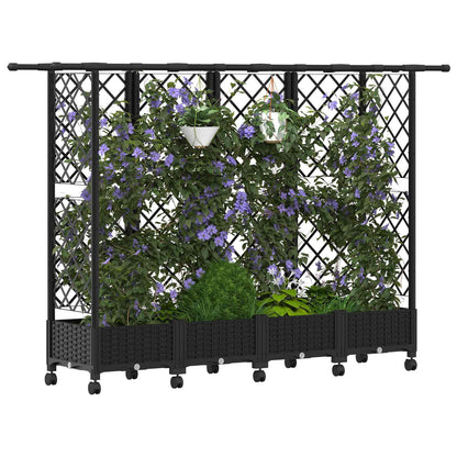 Verhoogd Bed met Trellis en Dak Zwart 202,5 x 40 x 127 cm PP