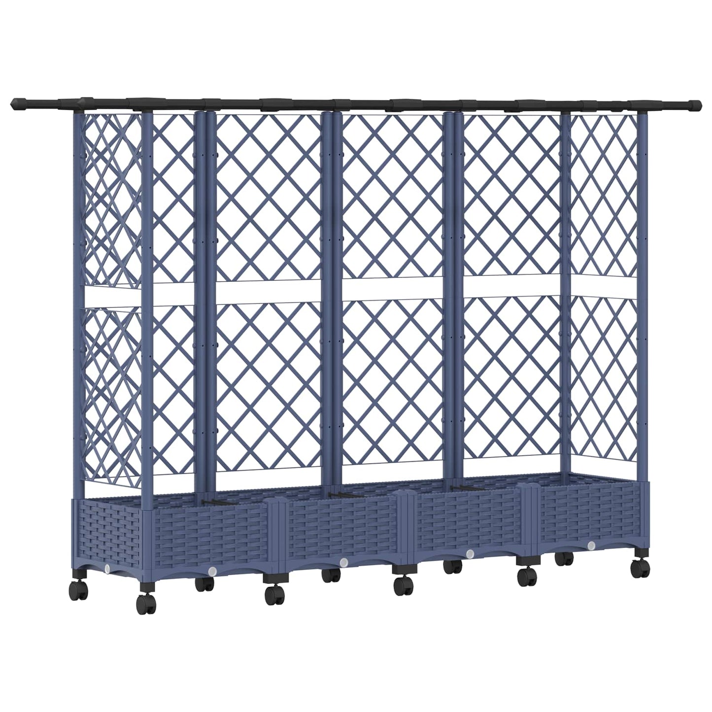 Verhoogd Bed met Trellis en Dak Grijs 202,5 x 40 x 127 cm PP