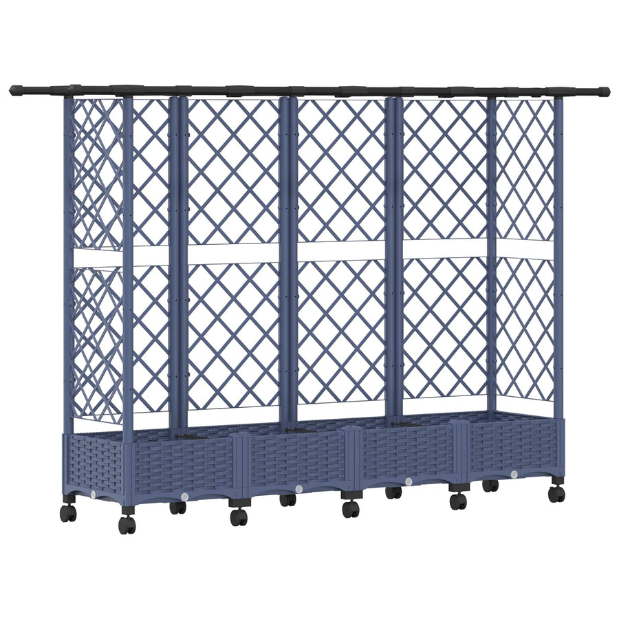 Verhoogd Bed met Trellis en Dak Grijs 202,5 x 40 x 127 cm PP