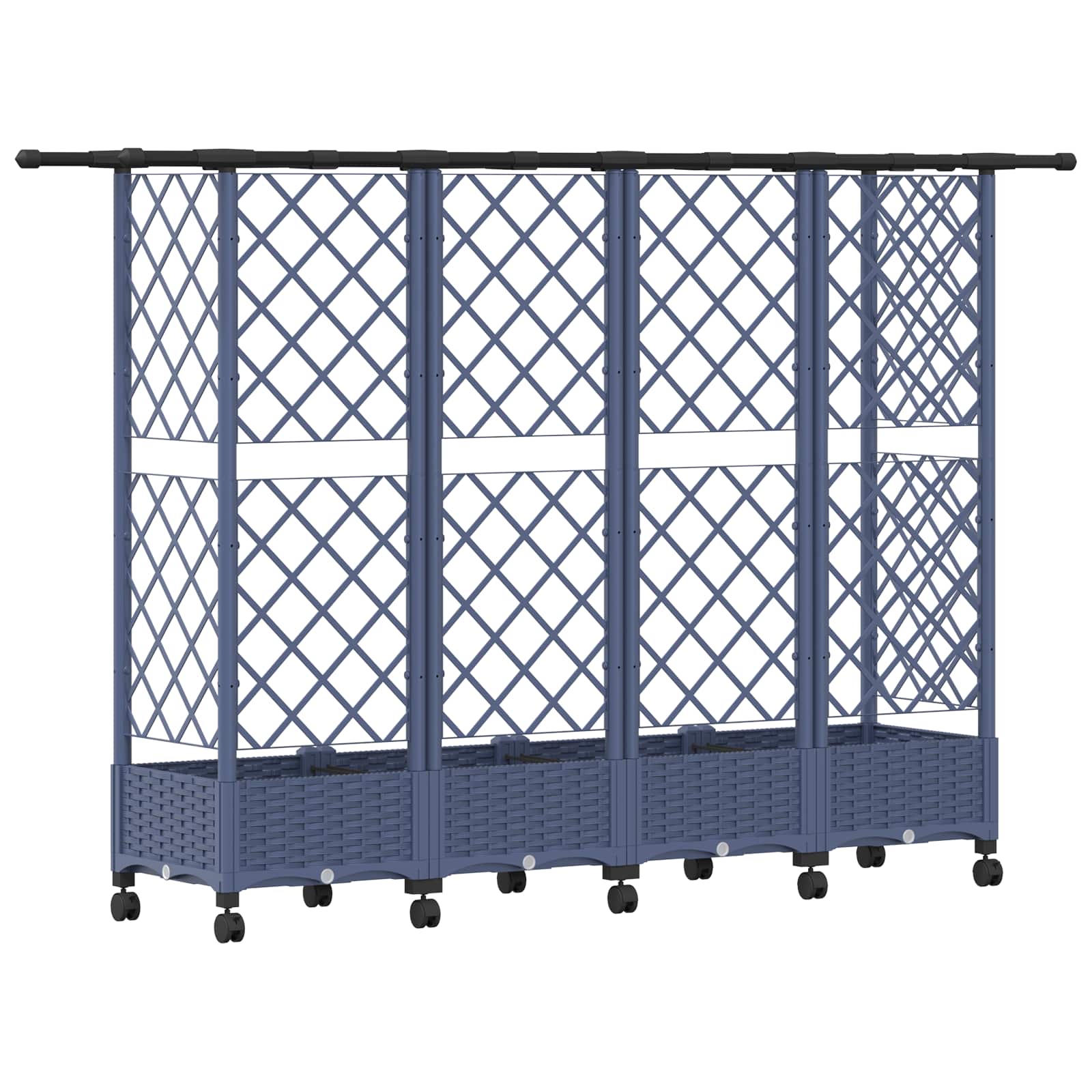 Verhoogd Bed met Trellis en Dak Grijs 202,5 x 40 x 127 cm PP